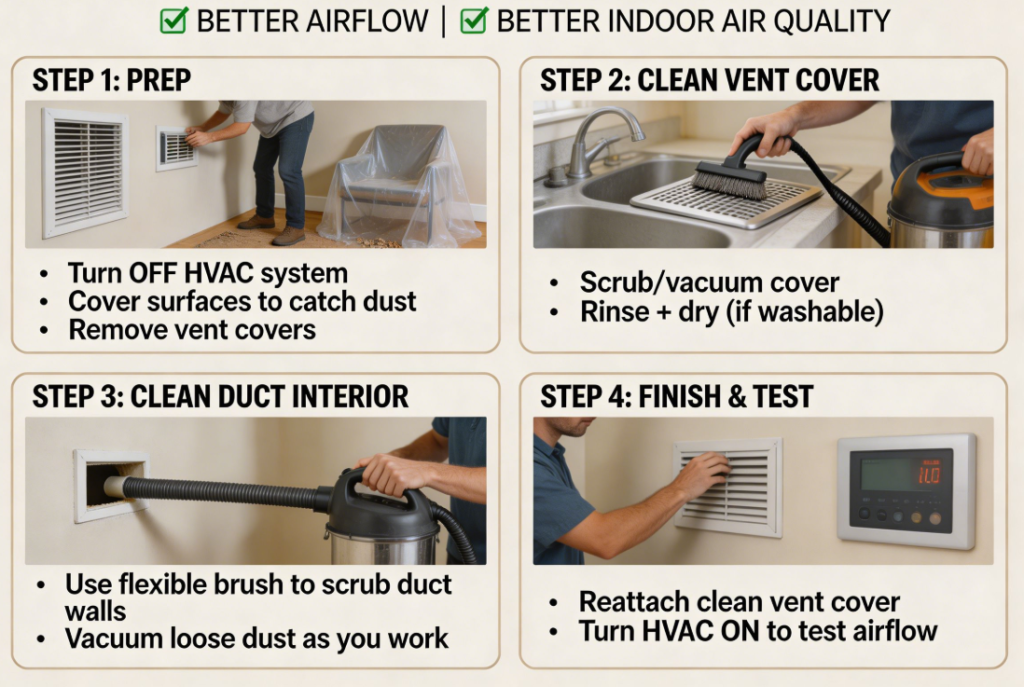 How to Clean Duct Vents Safely for Better Airflow and Indoor Air Quality