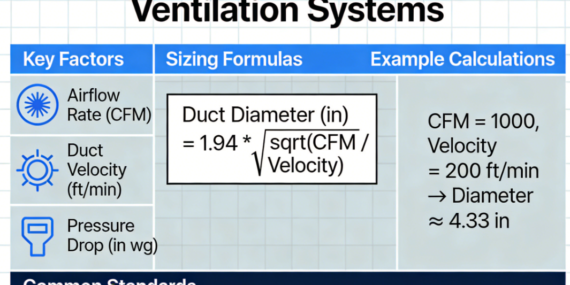 Air duct pipe sizing guide for industrial and commercial HVAC ventilation systems